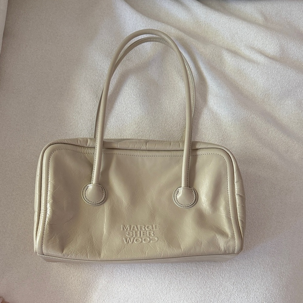 MARGESHERWOOD SOFT BOSTON LIGHT BEIGE CRINKLE SHOULDER BAG RARE COLOR